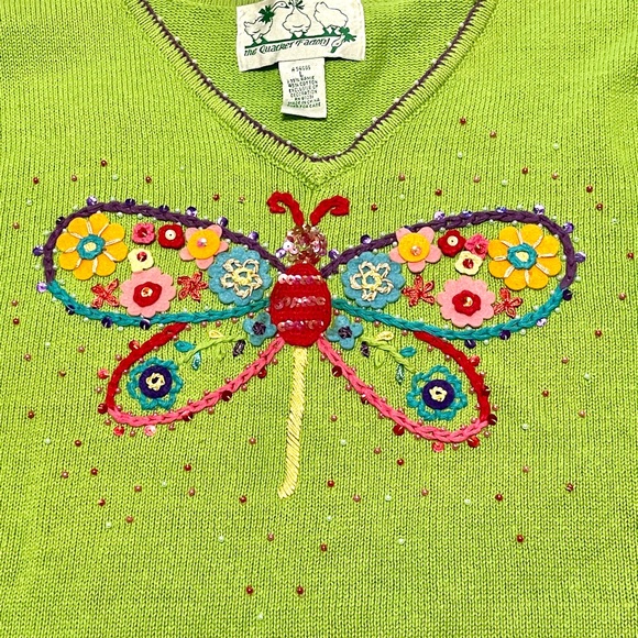 Quacker Factory Ladies Butterfly Cotton Blend Sweater - Picture 7 of 8